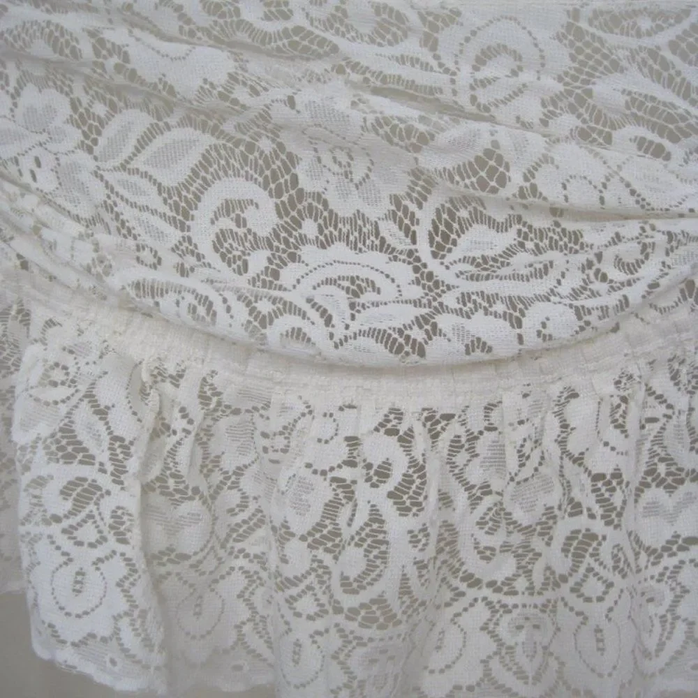 Curtain Lace Valance Floral Flowers 68 x 21 White
